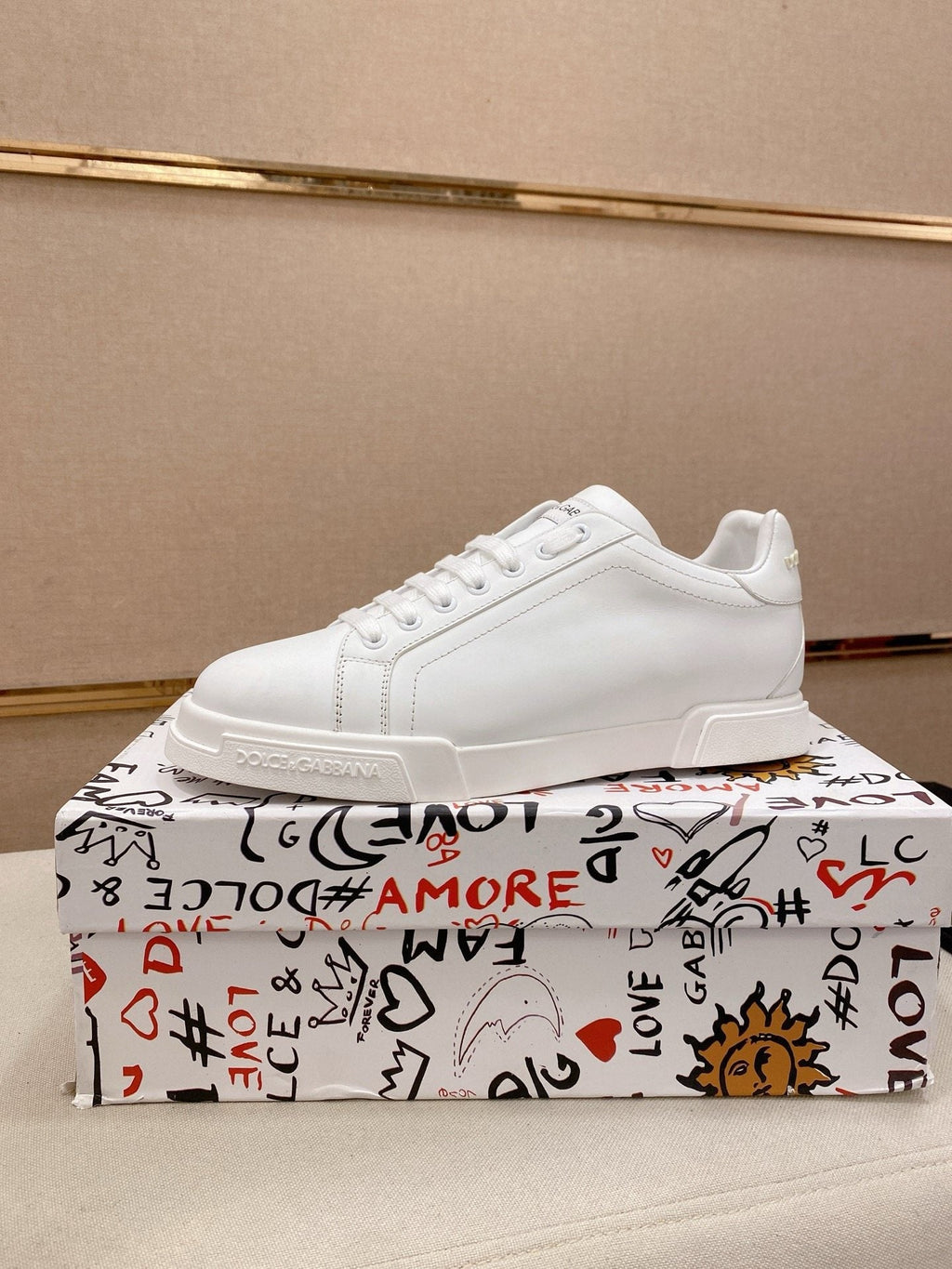 Dolce & Gabbana White Lace-Up Low-Top Sneakers — hero