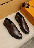 Louis Vuitton Dark Brown Croc-Embossed Dress Shoes — hero