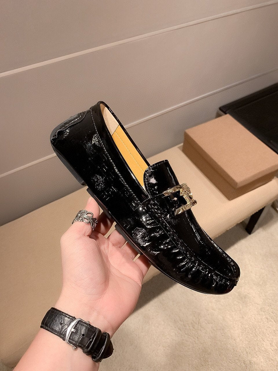 Versace Black Medusa Loafers — side
