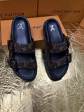 Louis Vuitton Monogram Double-Buckle Slide Sandals — hero