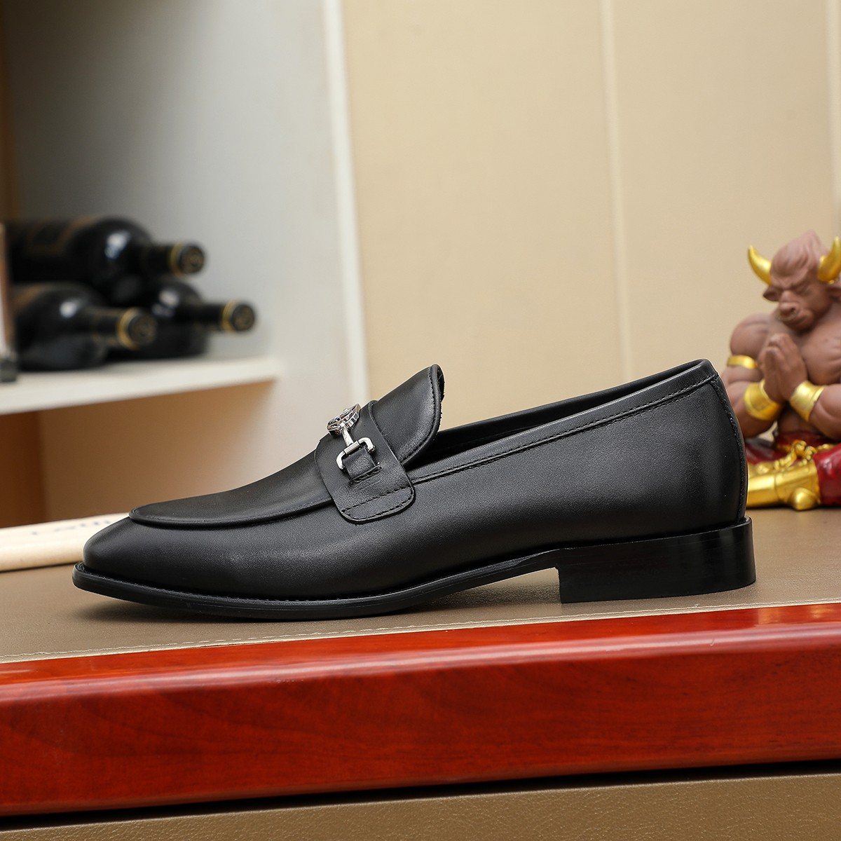 Louis Vuitton Black Horsebit-Style Loafers — side
