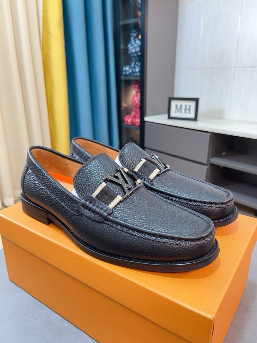Louis Vuitton Dark Brown Textured Loafer — front
