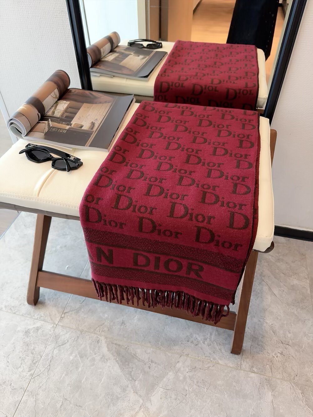 Dior Fringed Monogram Scarf — hero