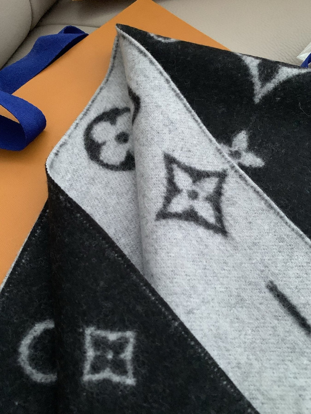 Louis Vuitton Reversible Monogram Fringe Scarf — detail
