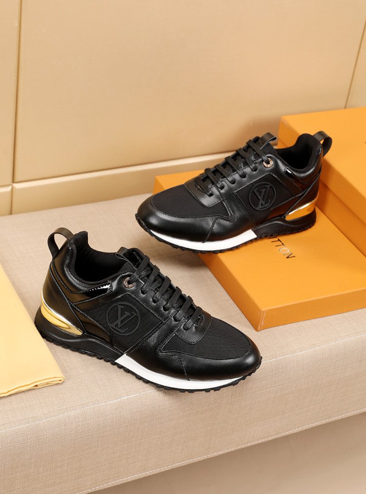 Louis Vuitton Black Gold Accent Sneakers — side