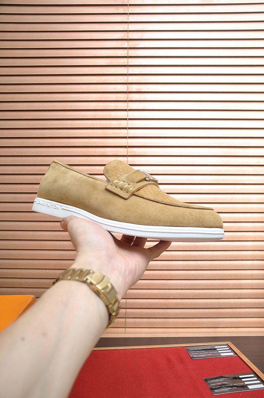 Louis Vuitton Tan Buckle Loafers — side