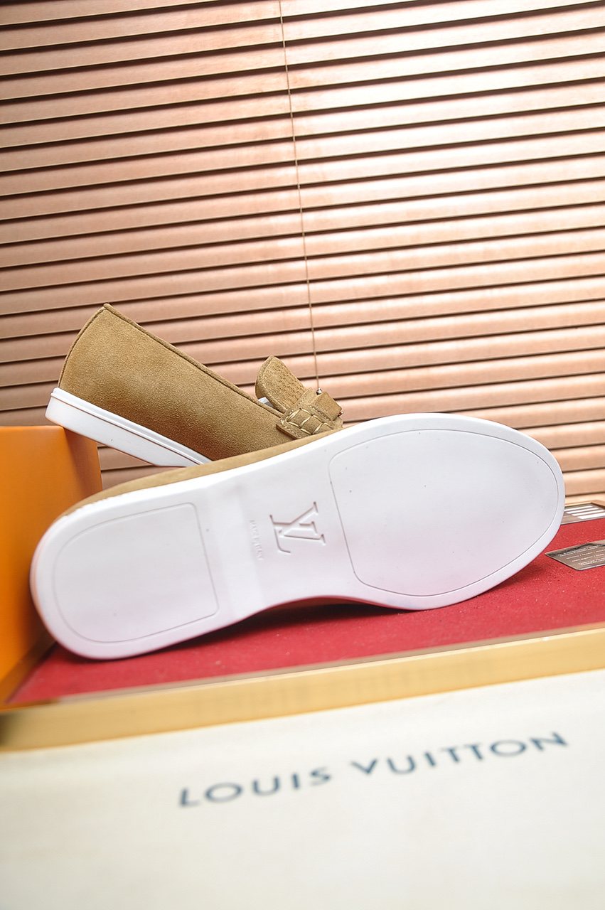 Louis Vuitton Tan Buckle Loafers — detail