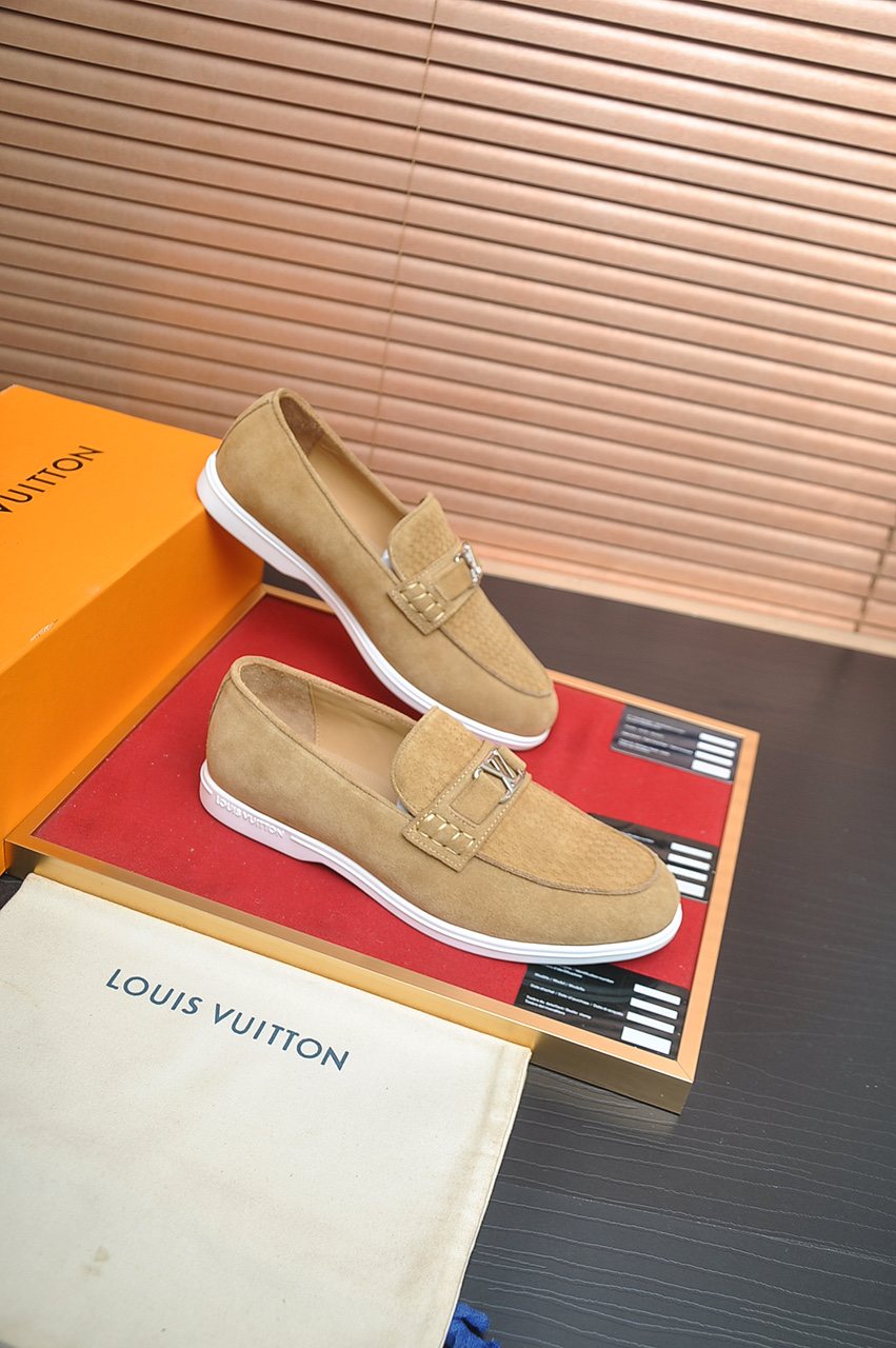 Louis Vuitton Tan Buckle Loafers — side