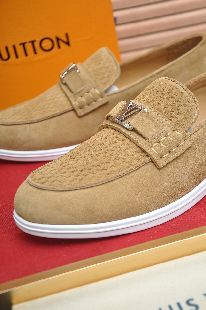 Louis Vuitton Tan Buckle Loafers — detail