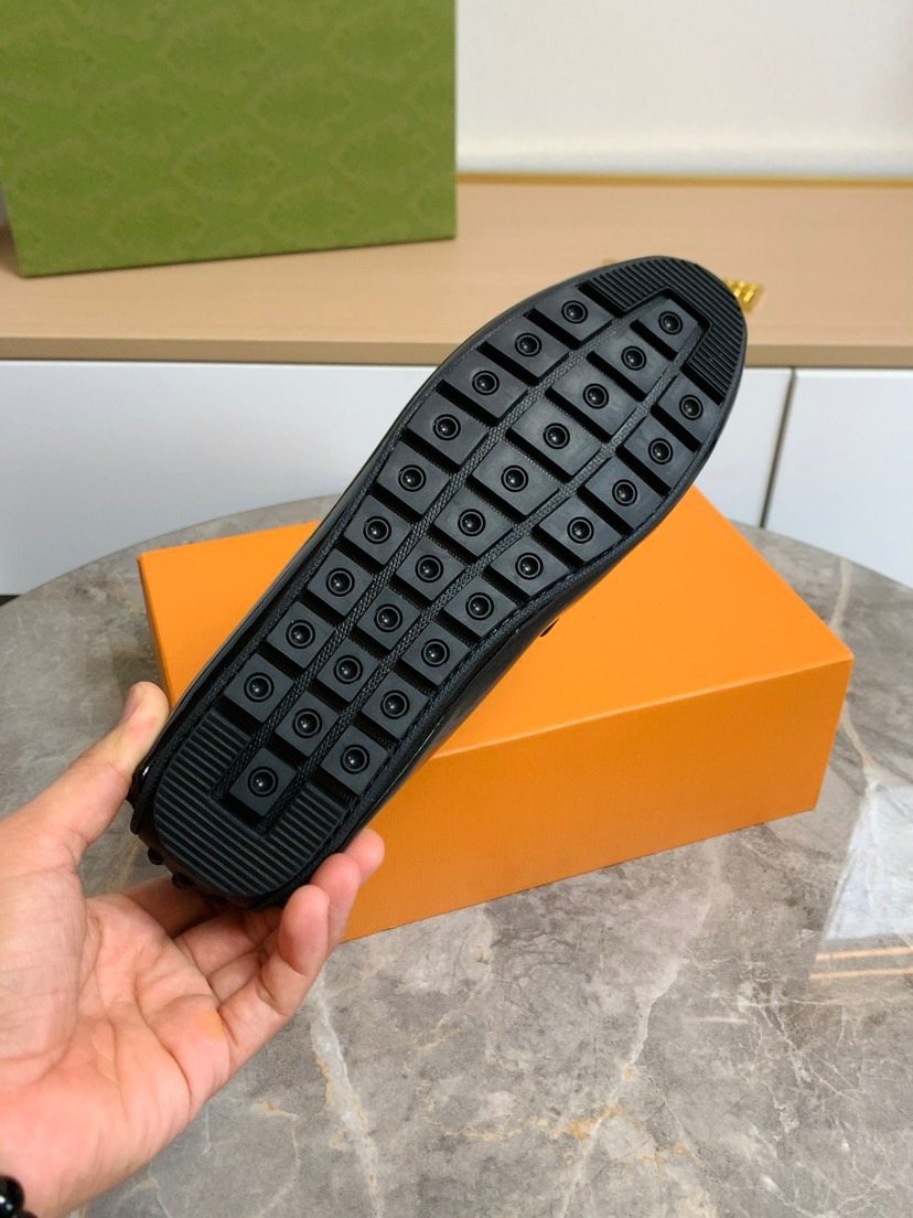Louis Vuitton Black Leather Loafers — detail