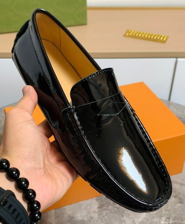 Louis Vuitton Black Leather Loafers — front