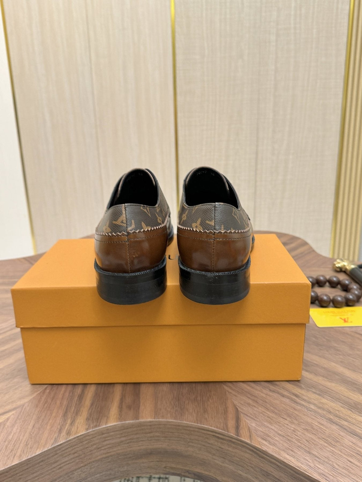 Louis Vuitton Brown Monogram Lace-Up Dress Shoes — back