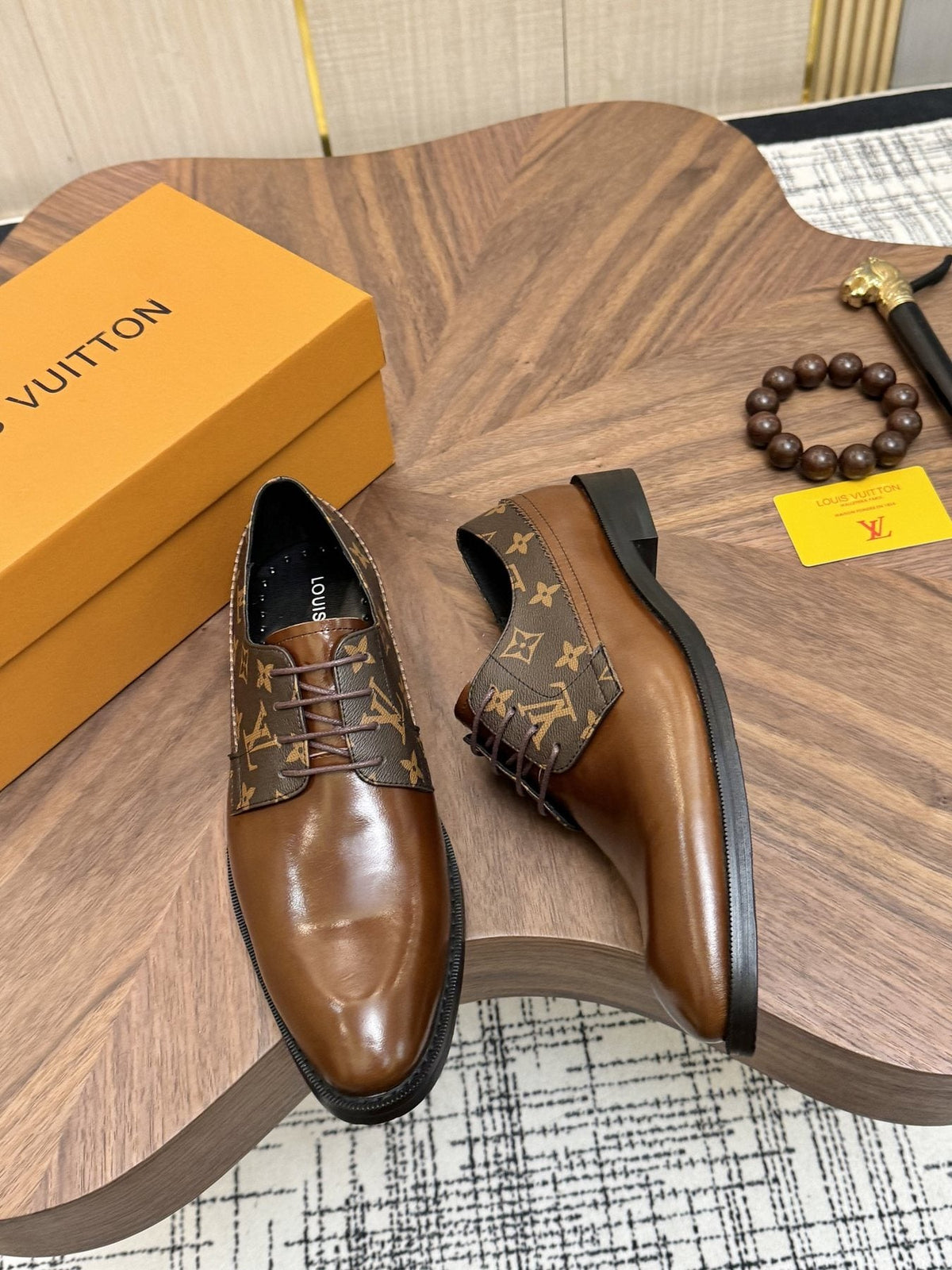 Louis Vuitton Brown Monogram Lace-Up Dress Shoes — detail