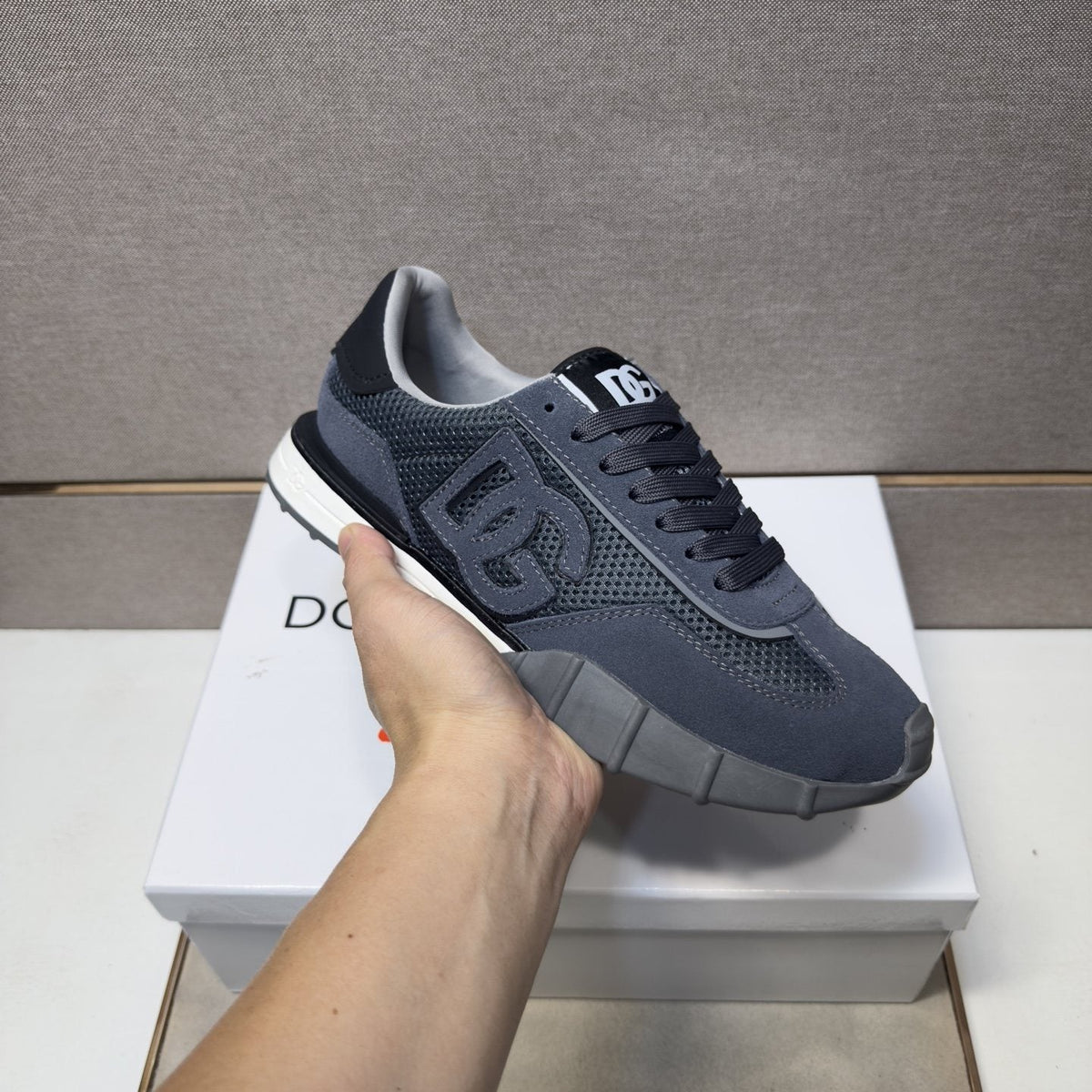Dolce & Gabbana Navy Logo Sneakers — model