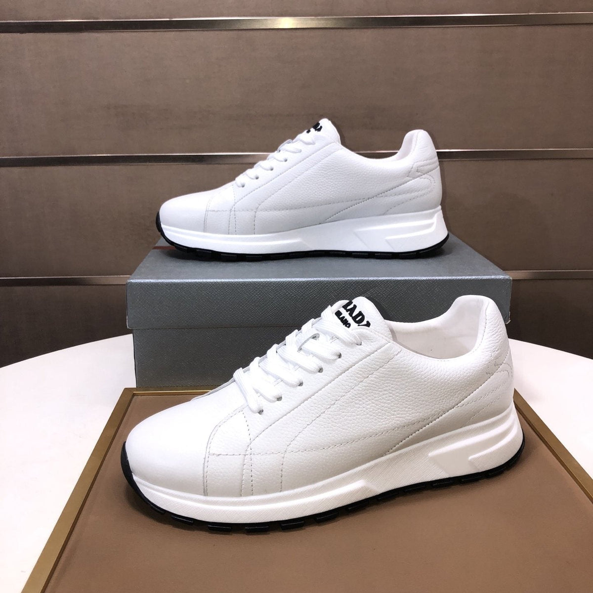 PRADA White Low-Top Sneakers — side