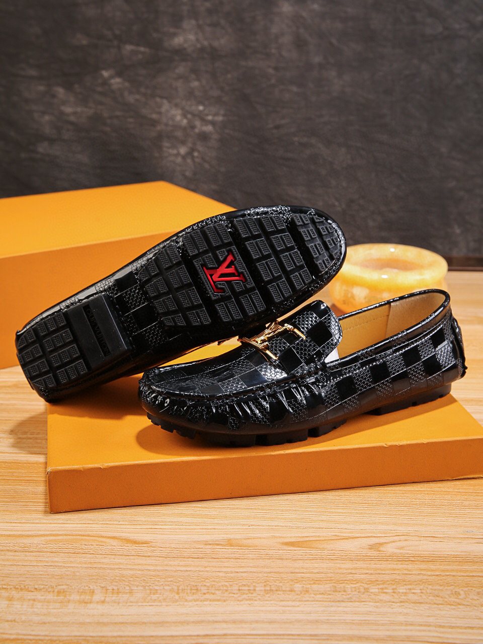 Louis Vuitton Black Buckle Driving Loafers — side