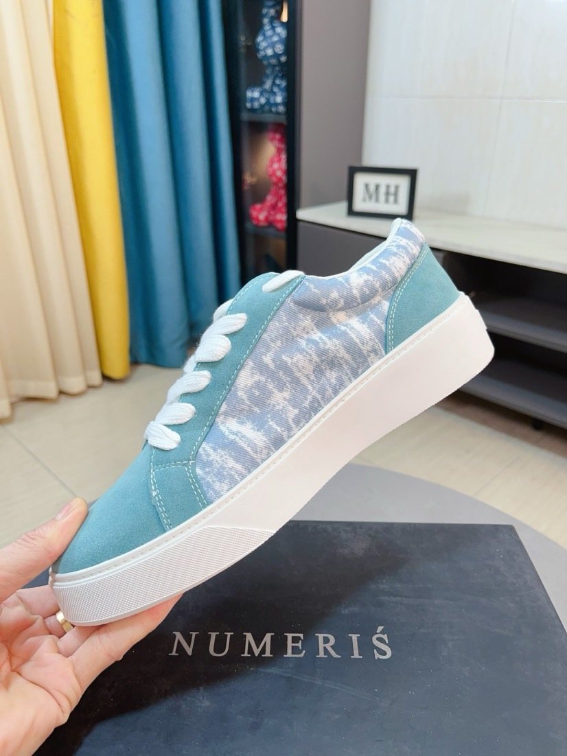 NUMERIS Turquoise Patterned Low-Top Sneakers — side