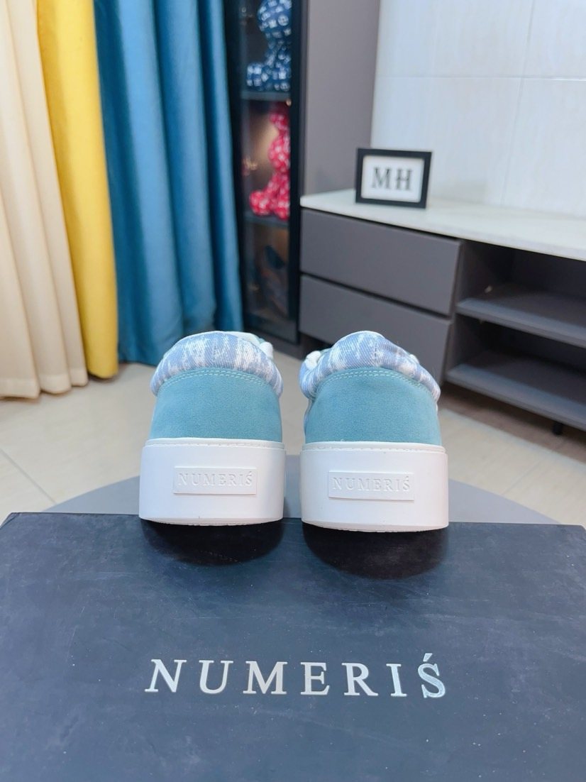 NUMERIS Turquoise Patterned Low-Top Sneakers — back