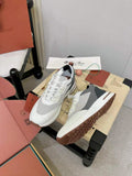 Loro Piana White & Gray Low-Top Sneakers — front