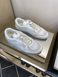 Prada White and Light Gray Mesh Sneakers — hero