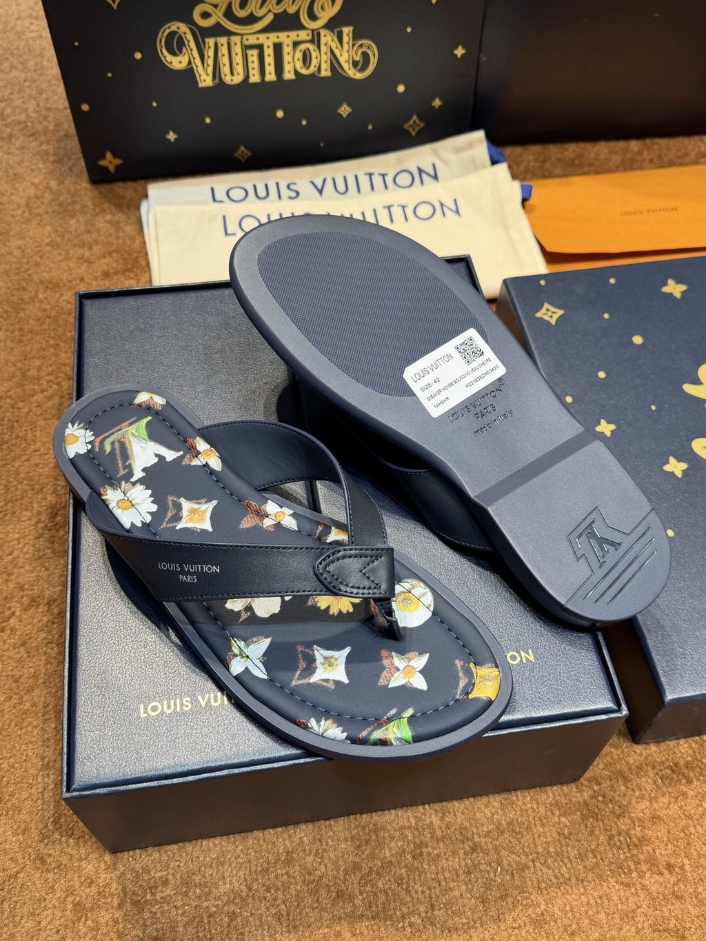 Louis Vuitton Floral Print Thong Sandals — back