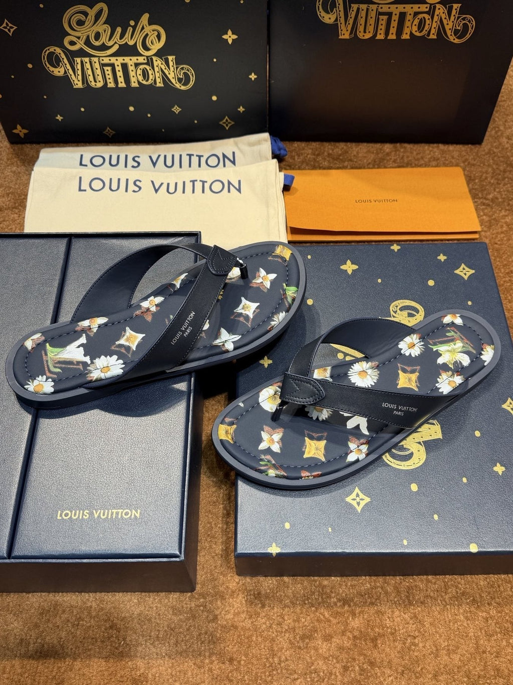 Louis Vuitton Floral Print Thong Sandals — side