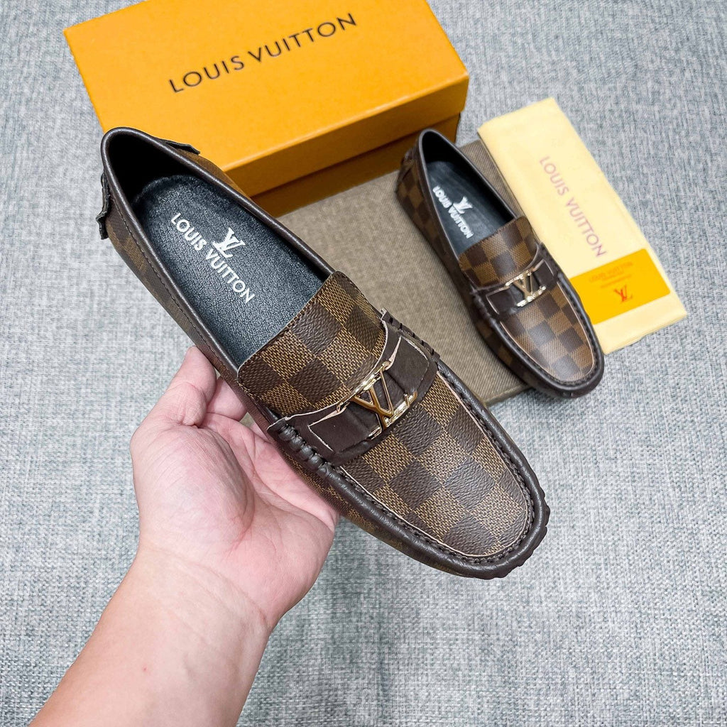 Louis Vuitton Brown Checkered Loafers — model