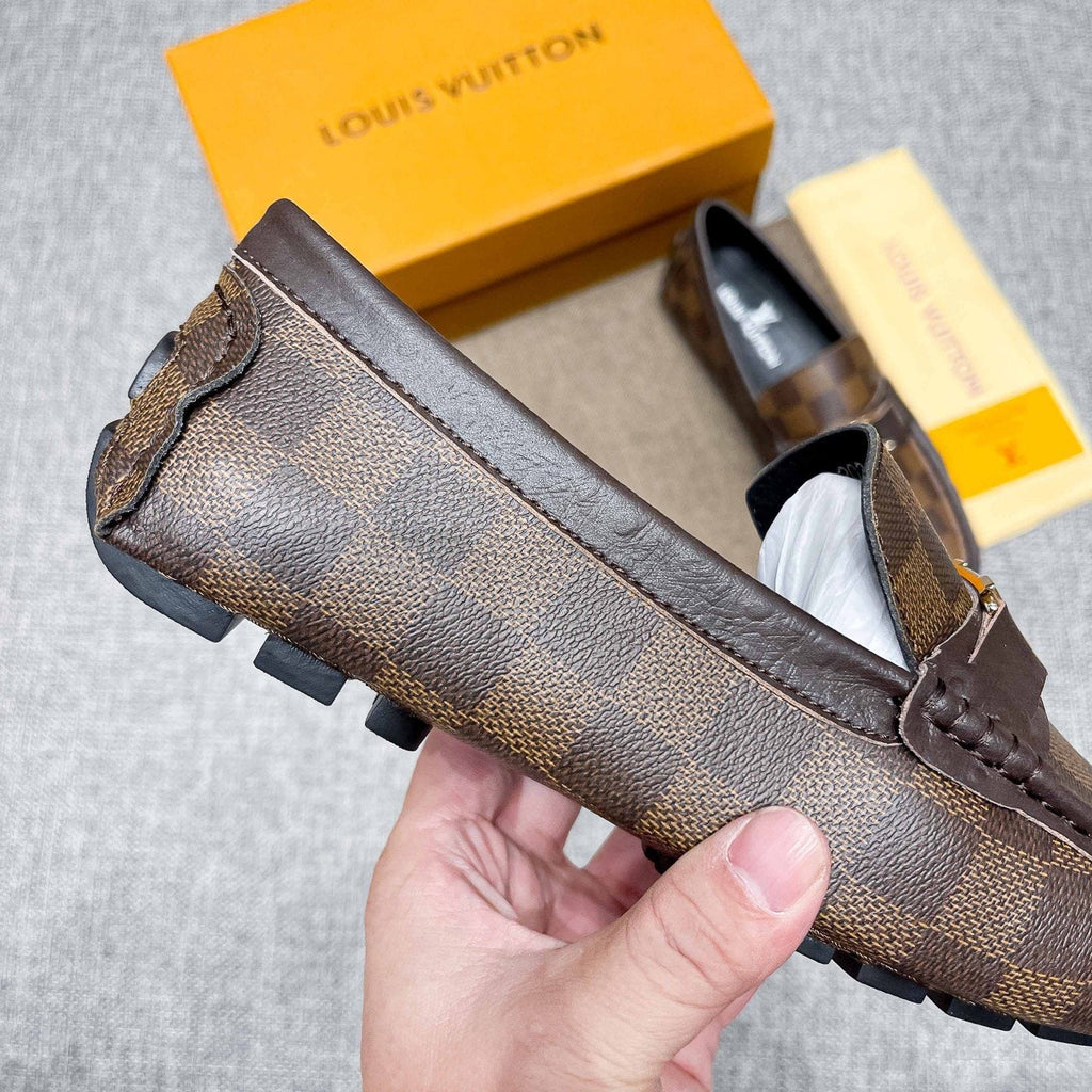 Louis Vuitton Brown Checkered Loafers — model