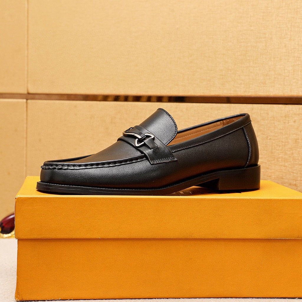 Louis Vuitton Black Leather Hardware Loafers — side