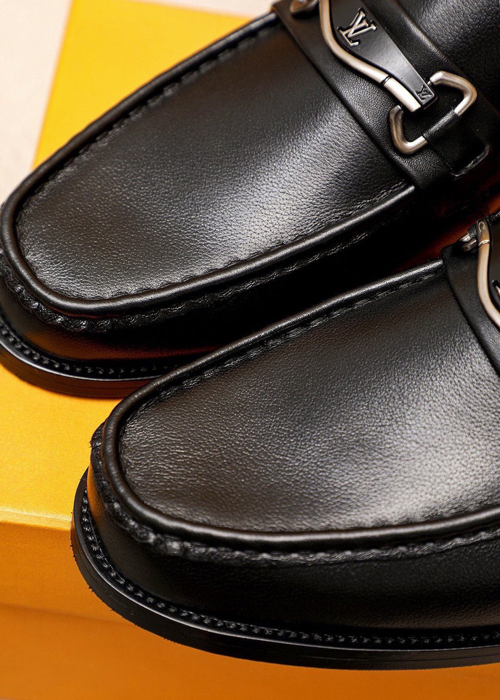 Louis Vuitton Black Leather Hardware Loafers — detail
