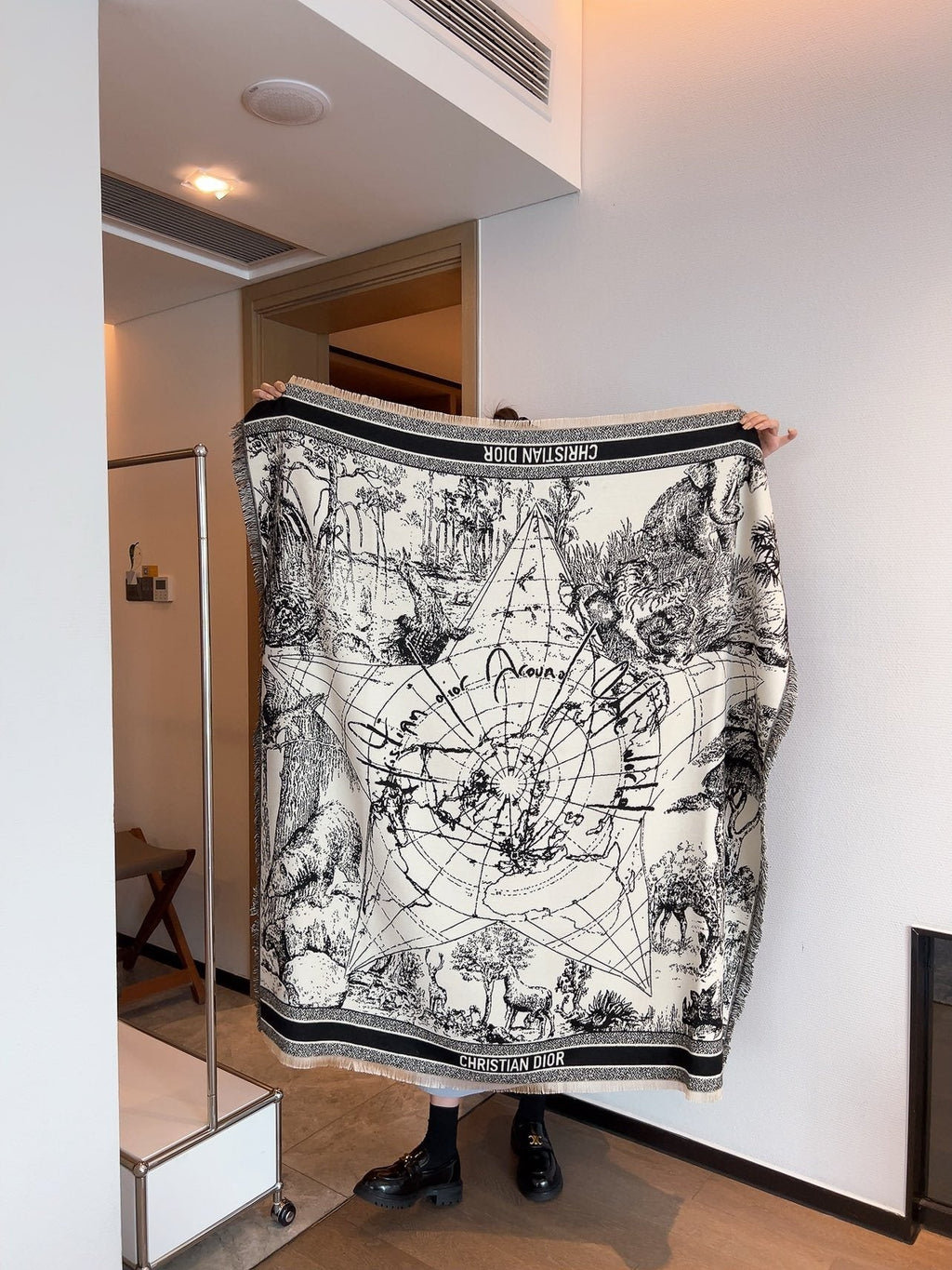 Dior Ivory and Black Toile Shawl — hero