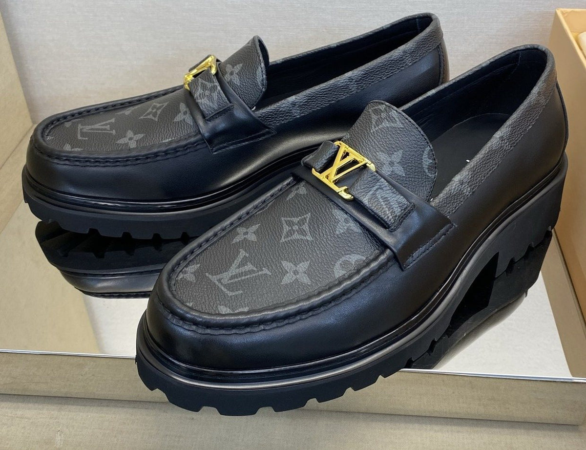 Louis Vuitton Black Monogram Lug Sole Loafers — hero
