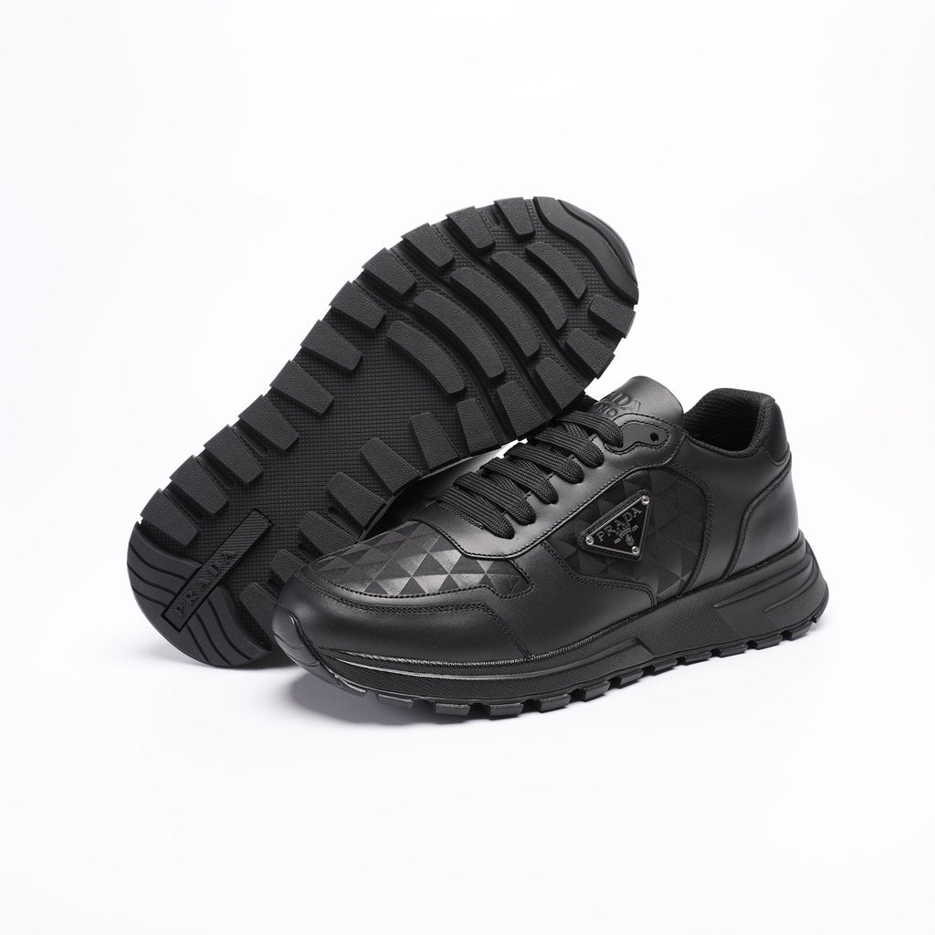 Prada Black Triangle-Plaque Sneakers — front