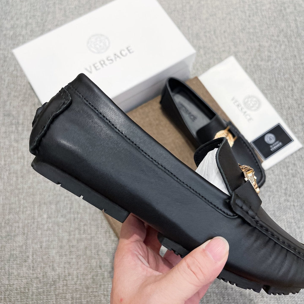 Versace Black Gold-Hardware Loafers — model