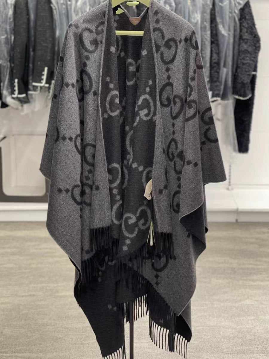 Gucci Fringed Monogram Cape — front