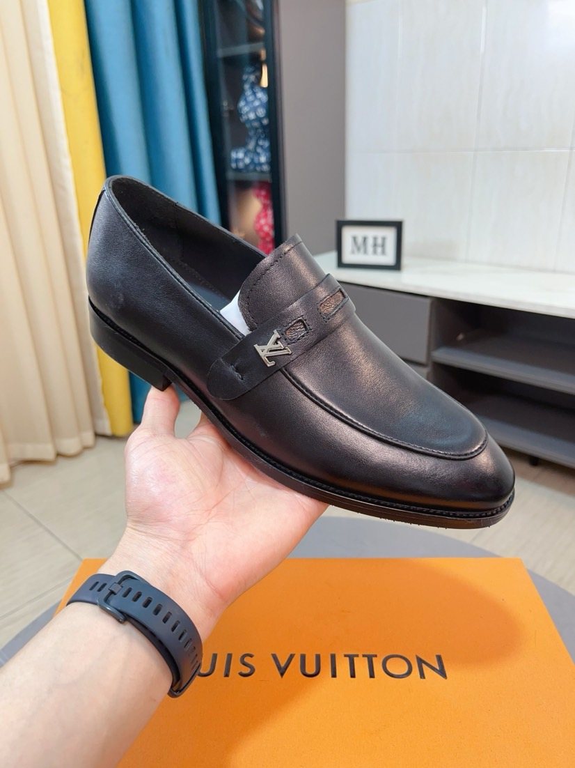 Louis Vuitton Black Logo Hardware Loafers — side