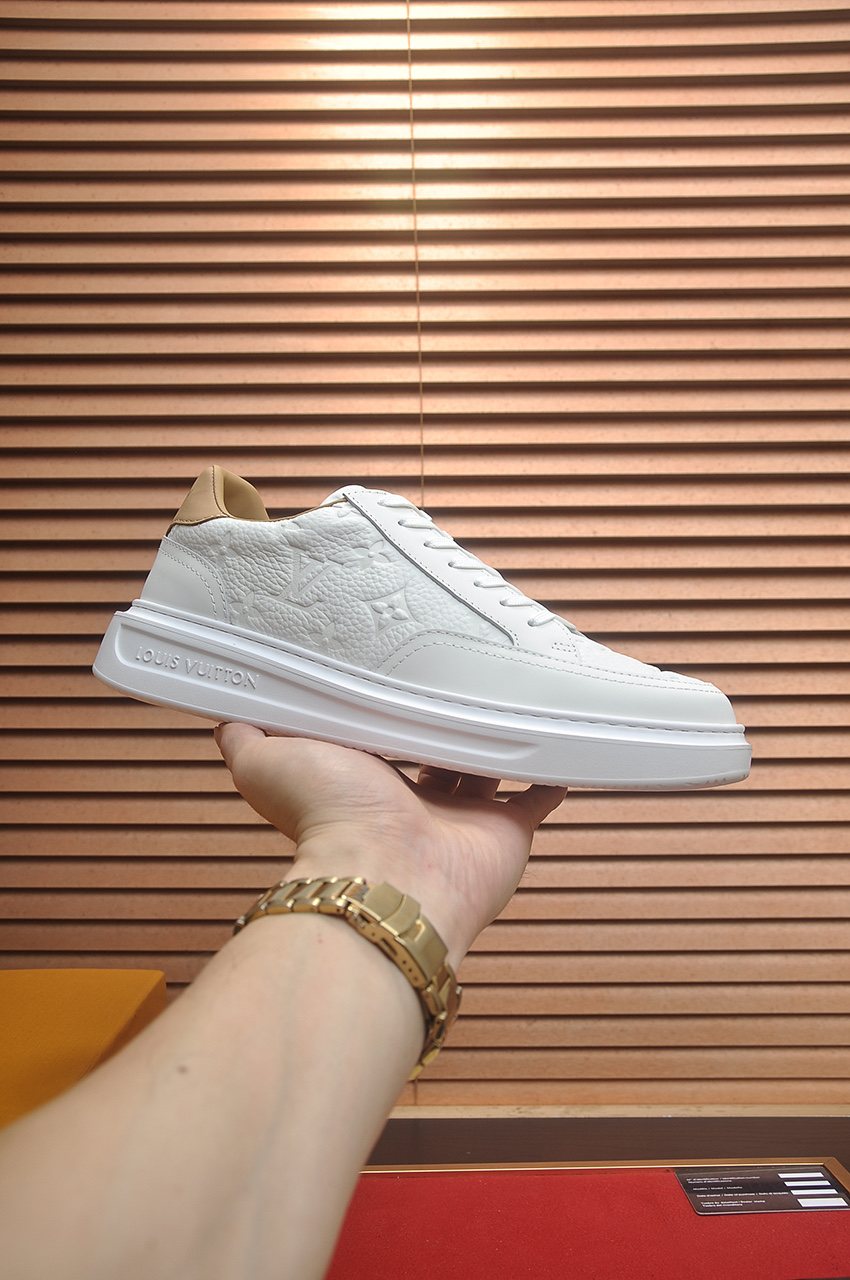Louis Vuitton White Low-Top Sneakers — side