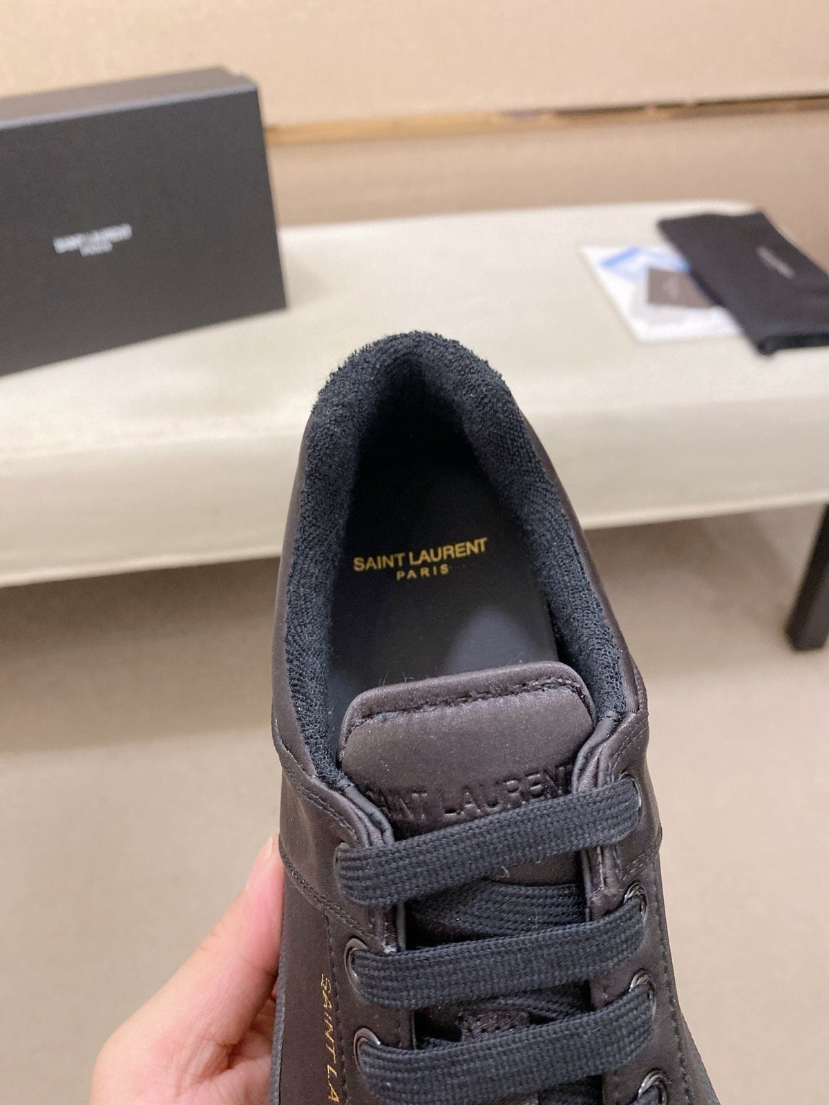 Saint Laurent Dark Gray Low-Top Sneakers — front