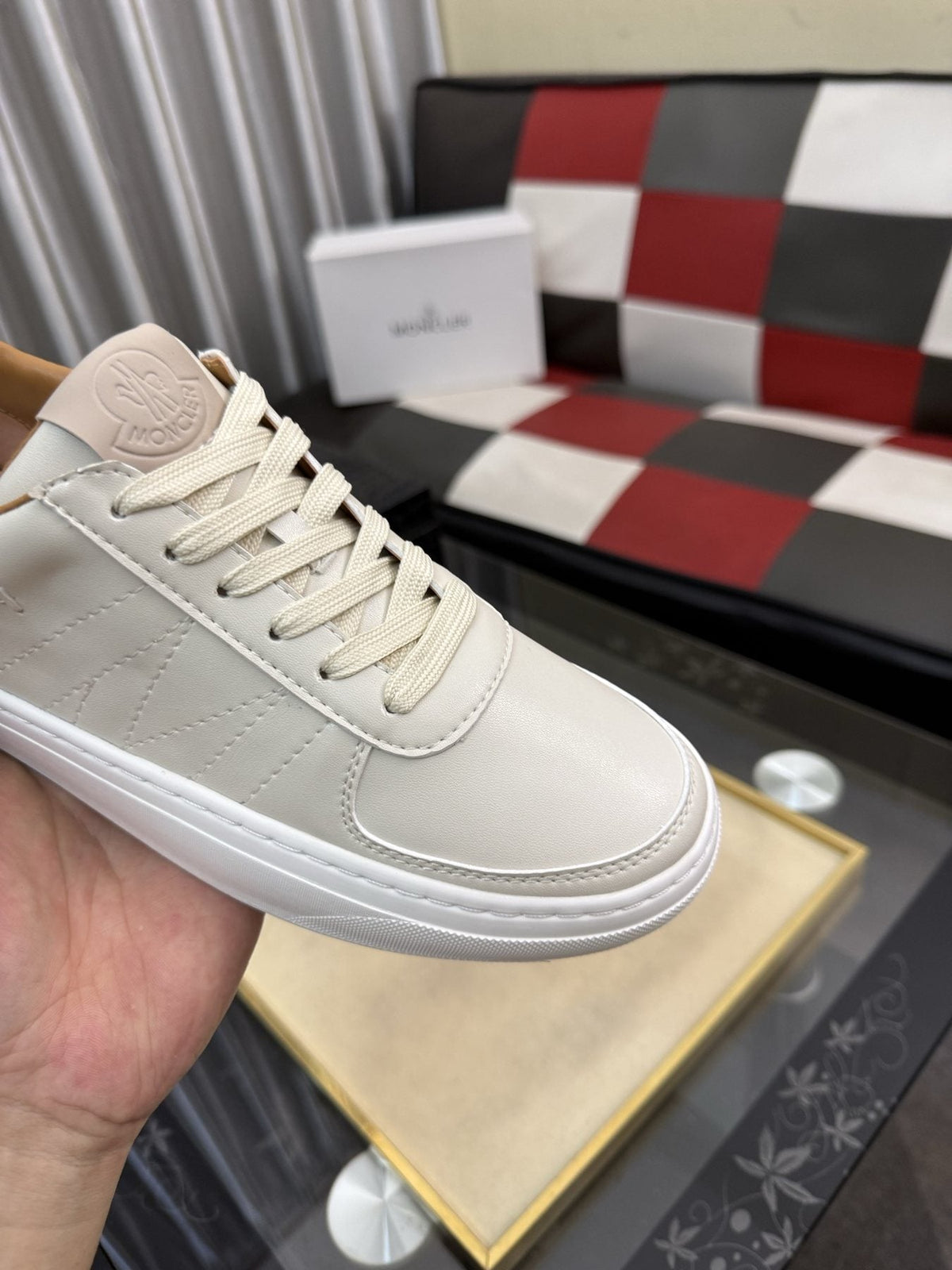 Moncler Off-White Low-Top Sneakers — detail