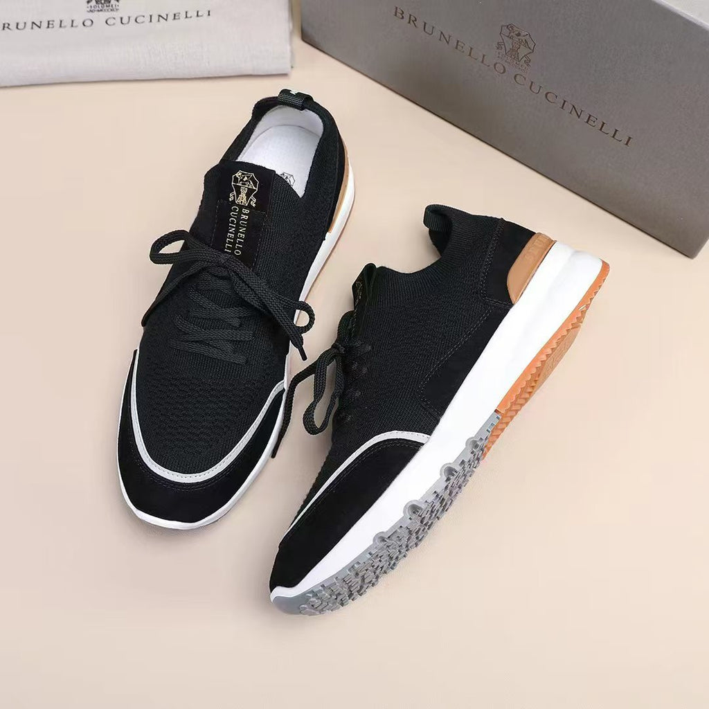 Brunello Cucinelli Black Lace-Up Sneakers — side