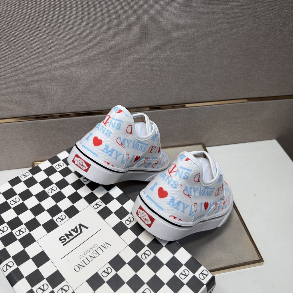 Vans White Graphic Low-Top Sneakers — back