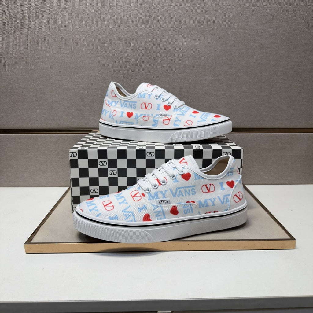 Vans White Graphic Low-Top Sneakers — side