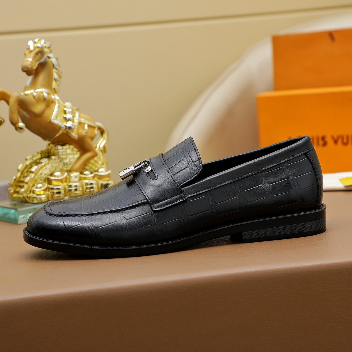 Louis Vuitton Embossed Bar Loafers — side