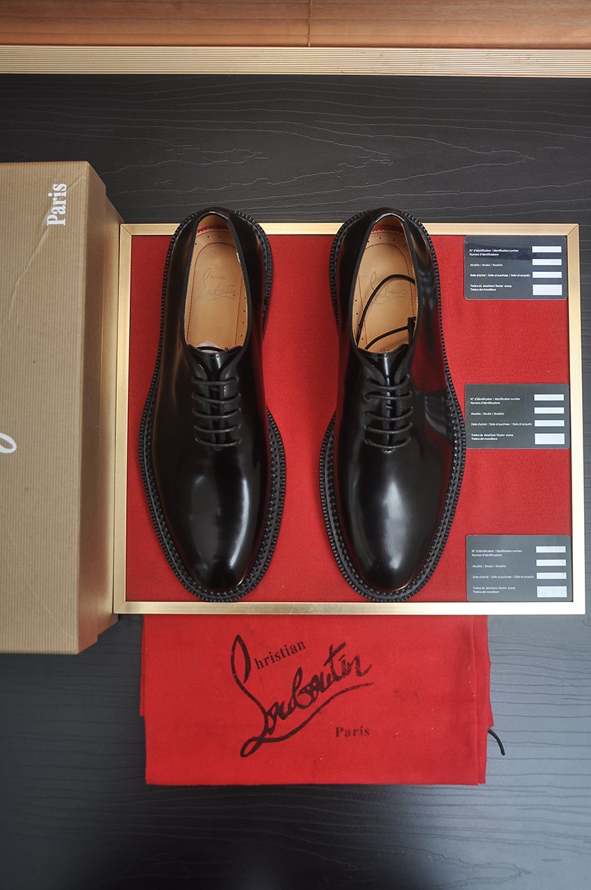 Christian Louboutin Black Lace-Up Dress Shoes — front