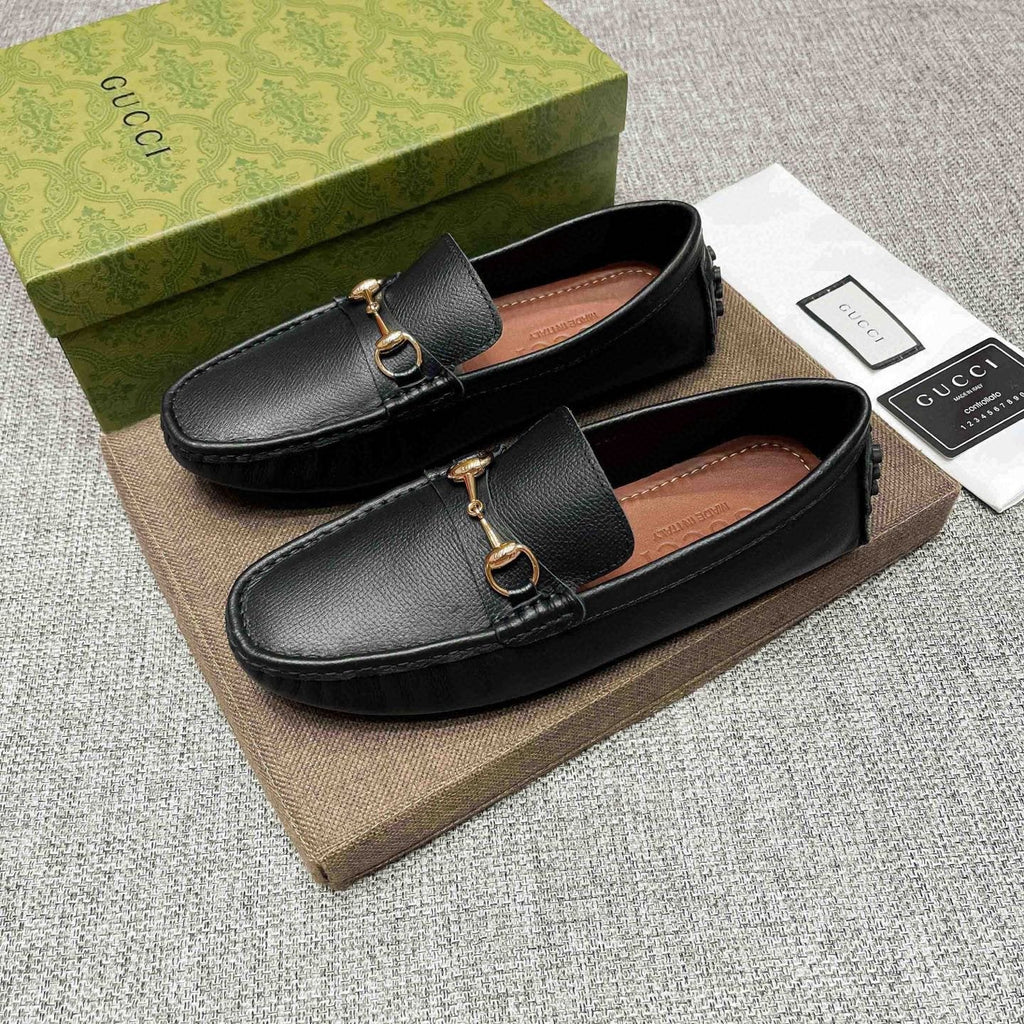 Gucci Black Horsebit-Style Leather Loafers — front