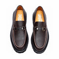 微商相册测试鞋子-Salvatore Ferragamo Dark Brown Textured Leather Loafers — front