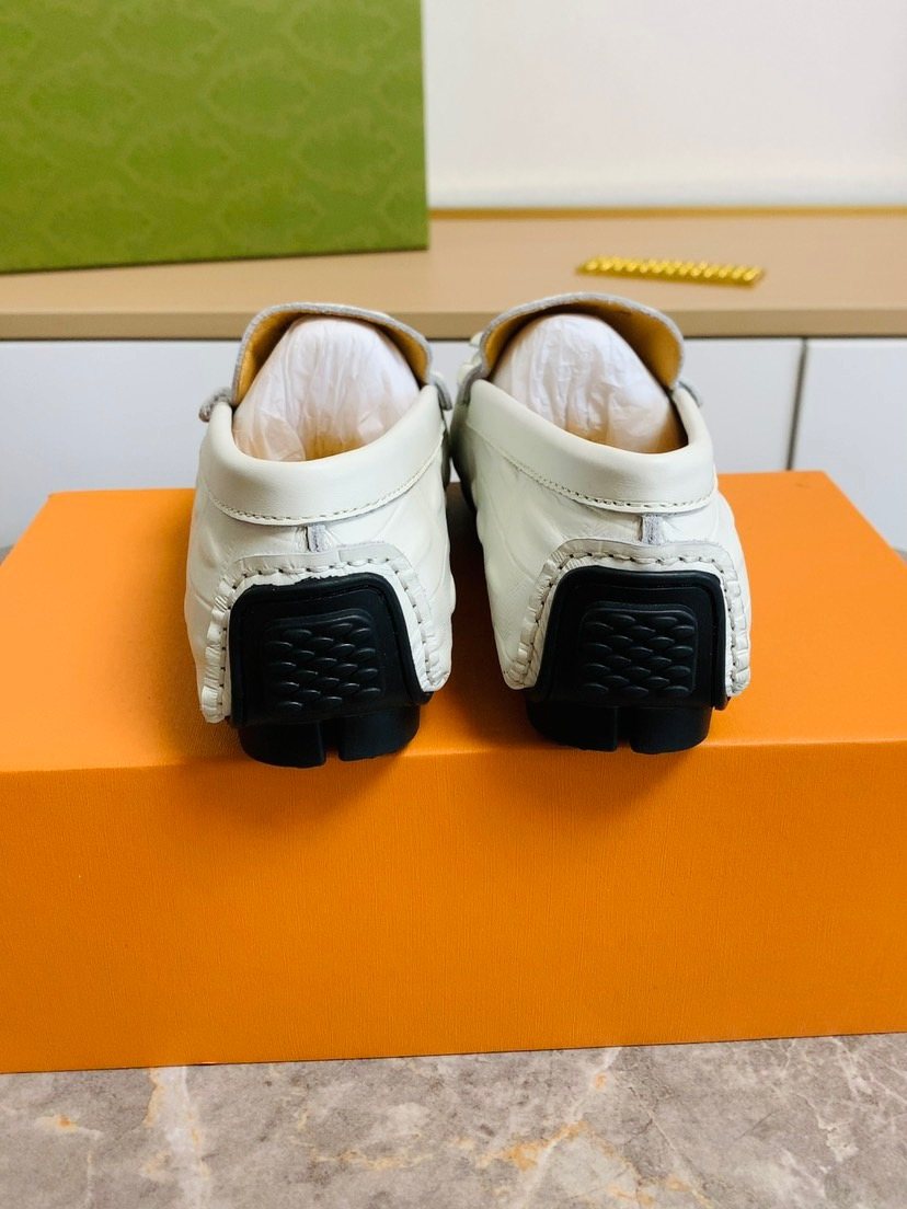 Men's White Fringe Loafers — back