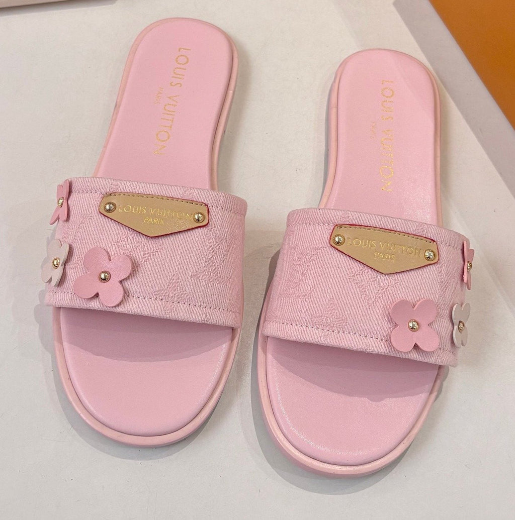Louis Vuitton Pink Flower Slide Sandals — hero