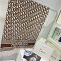 Dior Brown & Ivory Fringed Scarf — hero