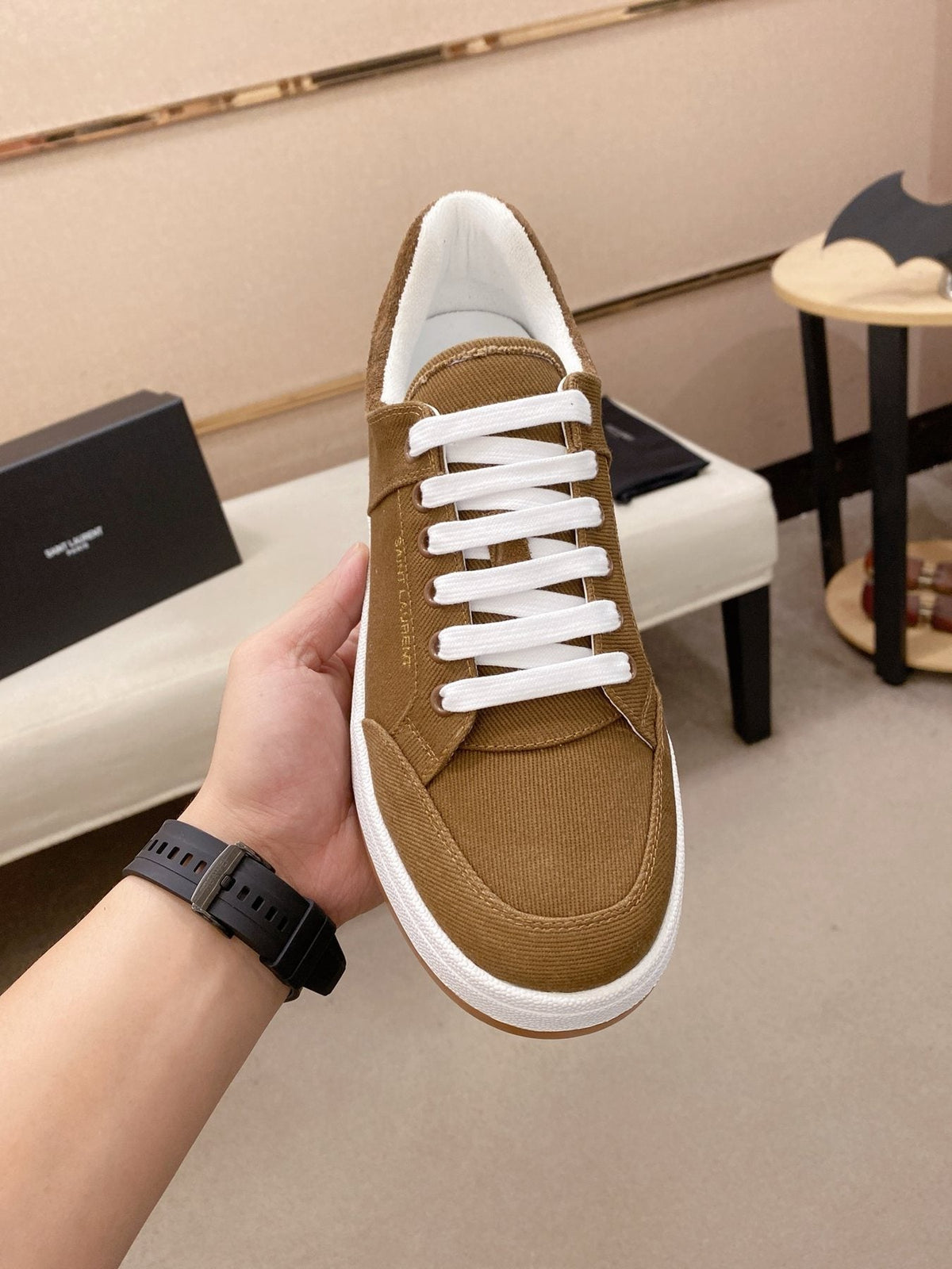 Saint Laurent Perforated Low-Top Sneakers — front